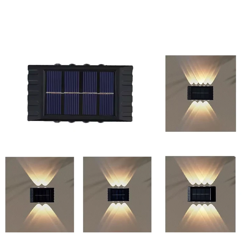 

4/6/8/10LEDs Beads Up and Down Light Solar Powered Waterproof Wall Light for Courtyard Garden Carport for House Garden Porch