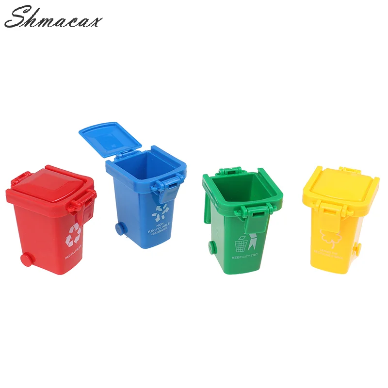 Kid 4pcs/set Trash Can Toy Garbage Truck Cans Curbside Vehicle Bin Toys