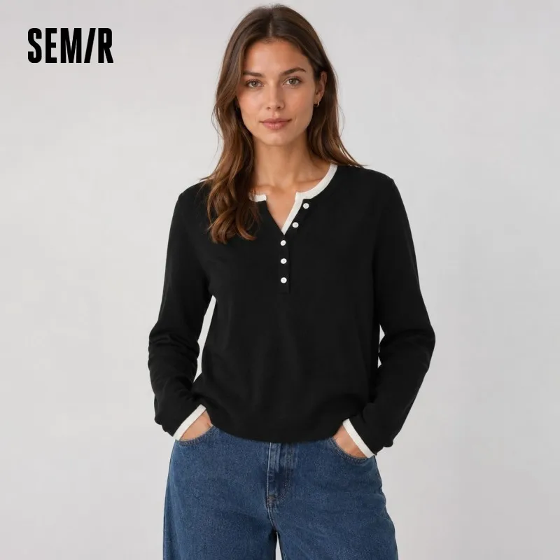 Semir Strickpullover für Damen, Winter, Henley-Kragen, gefälschter zweiteiliger, wärmegenerierender, antibakterieller, antistatischer, schlanker 2025, Damen-Wea