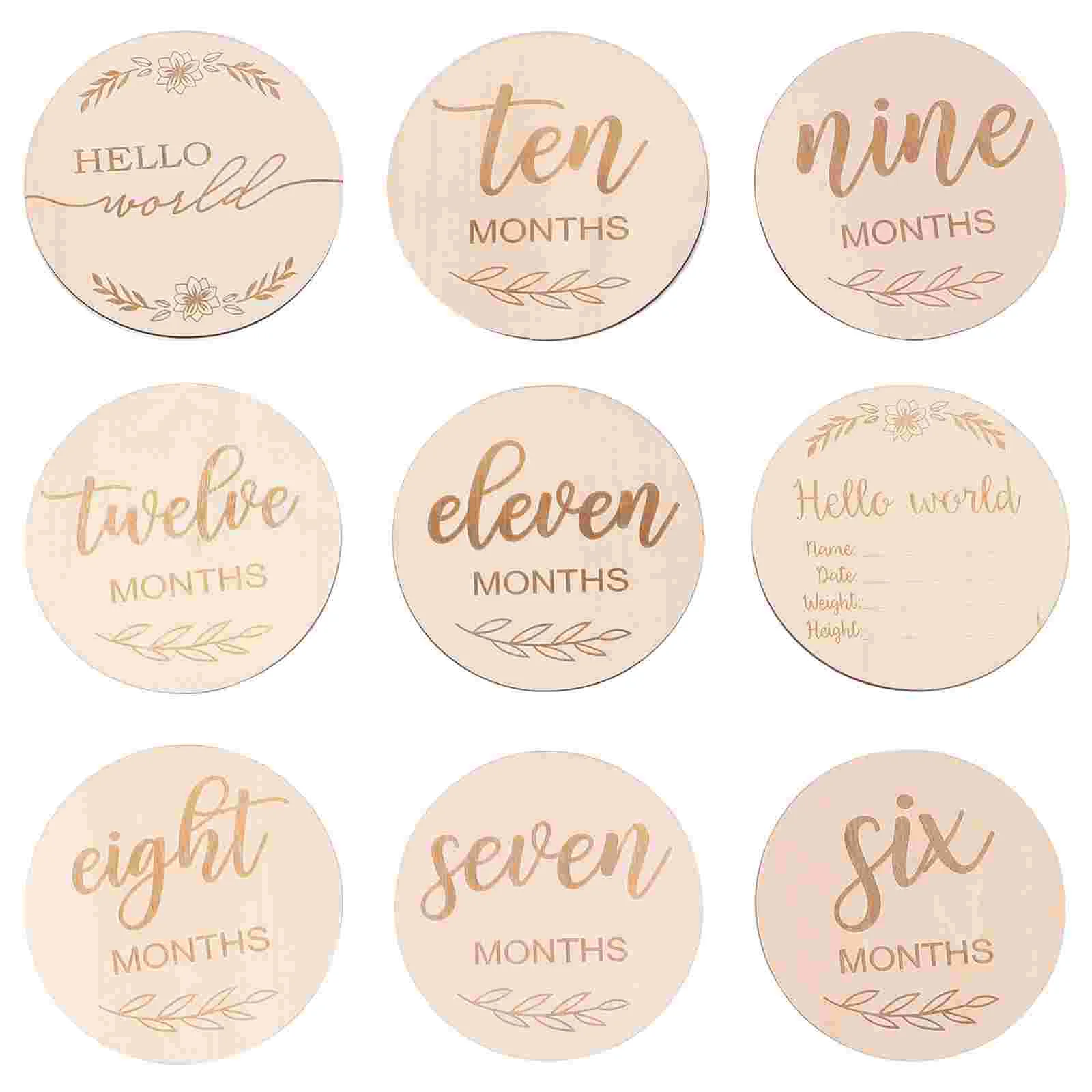 Photograph Wood Chips Baby Milestone Commemorative Cards Monthly Wooden Circle Birth