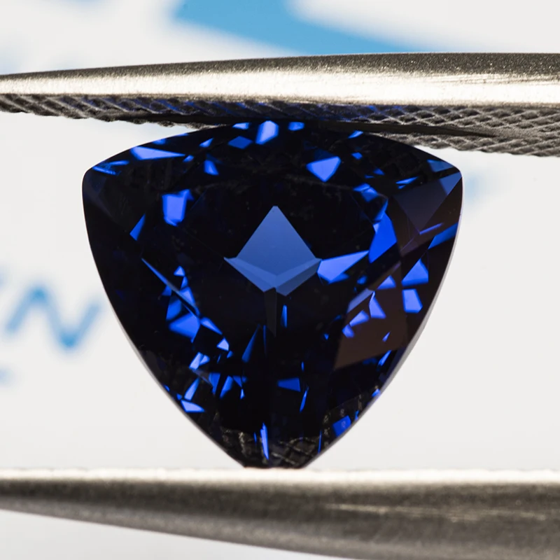 Lab Grown Sapphire Royal Blue Triangle Shape VVS1 Gemstone for Charm Diy Jewelry Making Pendant Ring Selectable  AGL Certificate