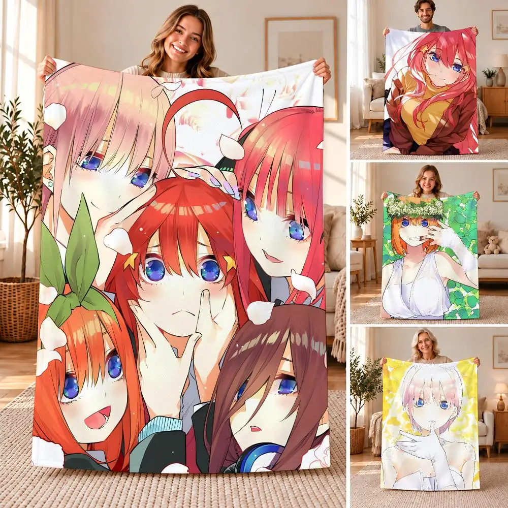 The Quintessential Quintuplets Throw Soft Flannel Throw Blanket for Sofa, Bed Dorm Nap Pet Blanket Gift Available