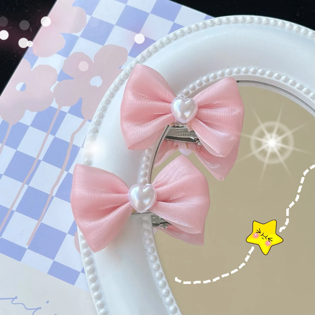 

2Pcs Sweet Pearl Bow Hairpins French Girl Bangs Sided Clips Pink White Bowknot Duck Tongue Clip Fashion Barrettes Hair Accessory