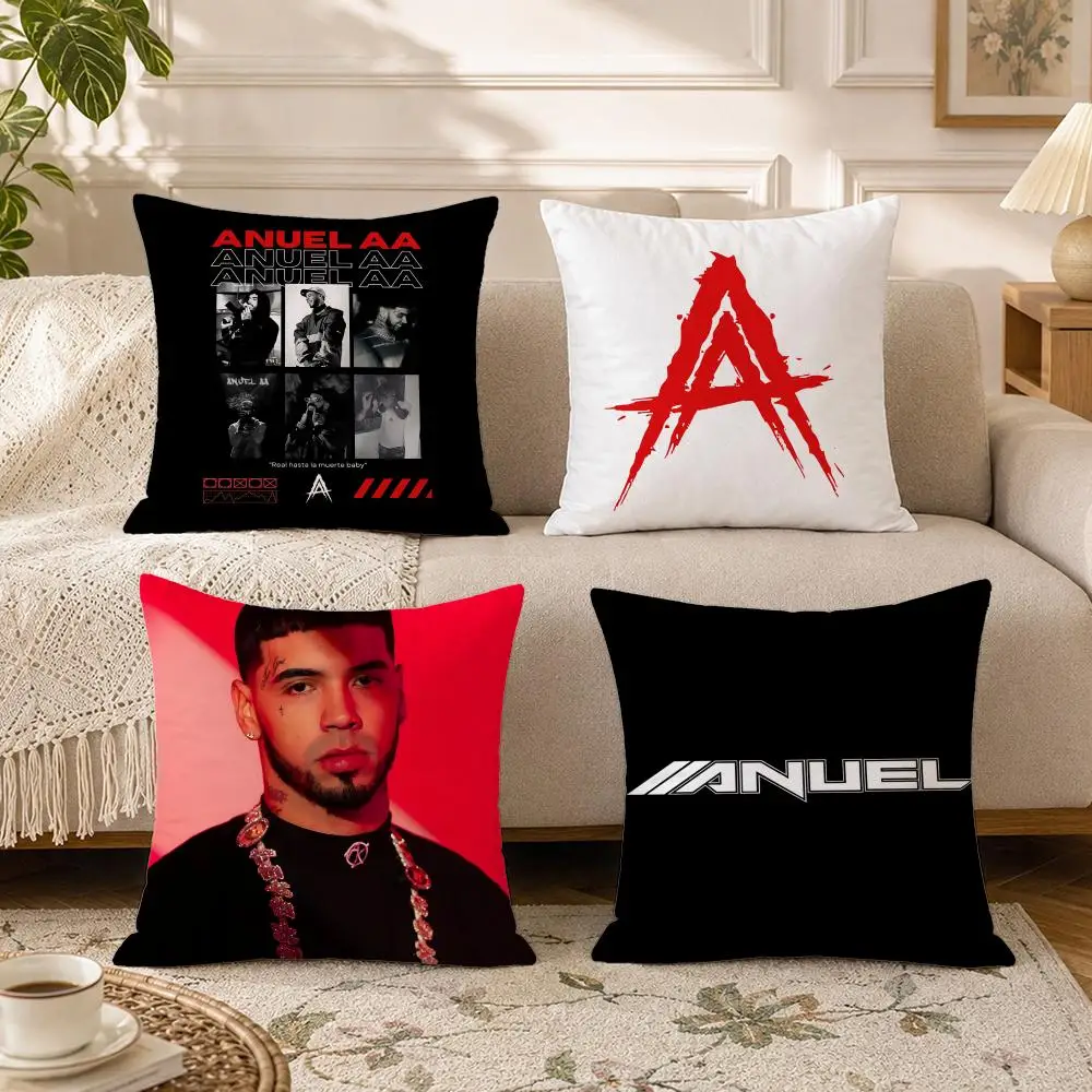 Celebrity-Anuel AAS Cushion Cover Soft Square Throw Pillow Covers Set for Sofa Bedroom Car Home Decoration