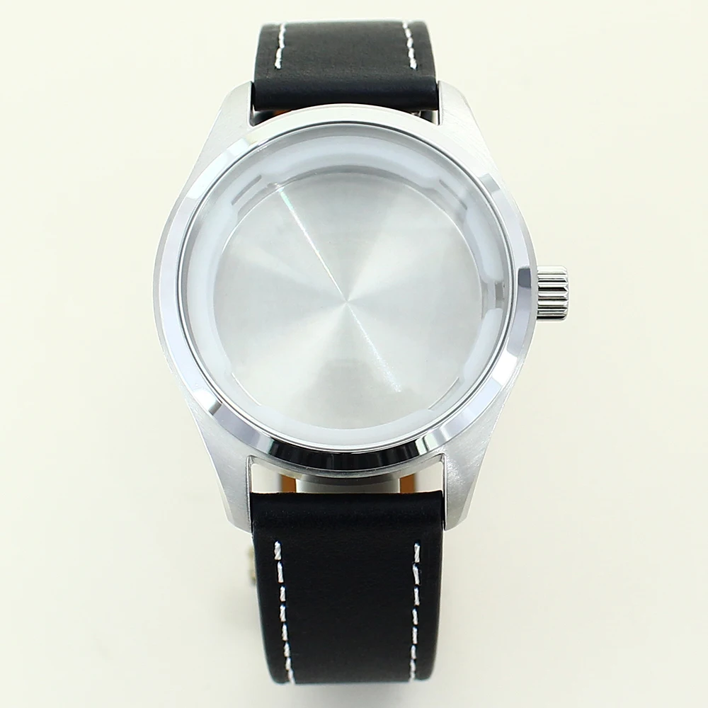40mm Brushed Pilot Watch Case 316L Stainless Steel For Seiko NH35 NH36 NH38 NH34 4R36 Movement Leather Bracelet 10ATM Waterproof