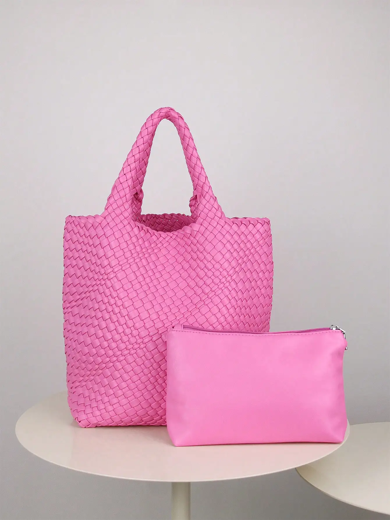 Fashion Trends in Autumn and Winter Soft Leather Bucket Bag Tote One-Shoulder Bag Weaving Cross-Border Jiaozi Bag niche Design E