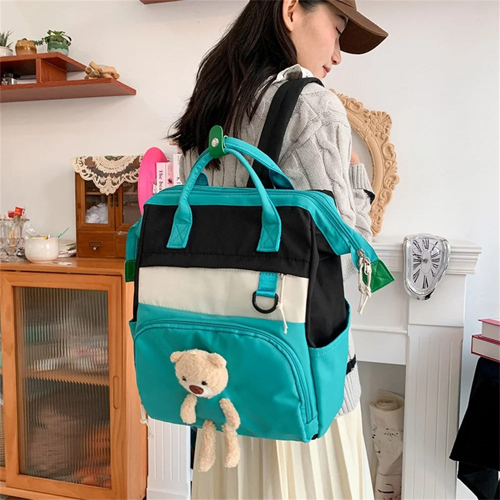 Sac à dos décontracté multifonction avec ours mignon pour femme, sac à dos de grande capacité pour étudiant, sac à dos pour collège, sac initié Harajuku