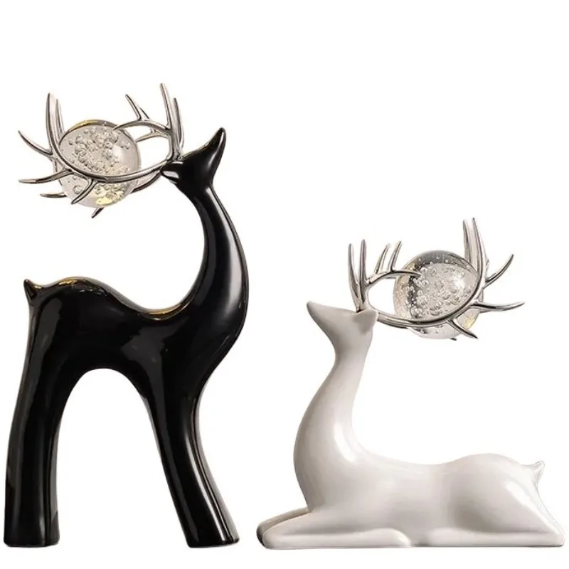 

Deer crystal ball ornament light luxury home TV cabinet wine cabinet dining side cabinet decoration living room modern entrance