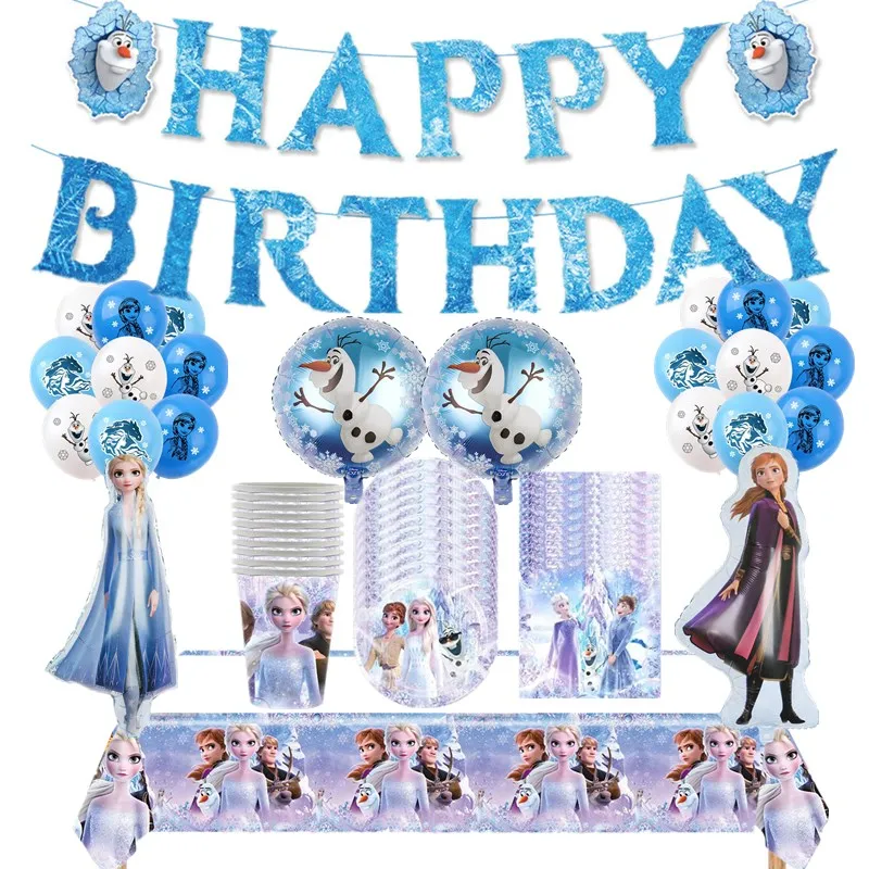 

Frozen2 Girl Birthday Party Decoration Tableware Set Cartoon Snow Queen Elsa Anna Paper Plate Cup Napkin Festival Party Supplies