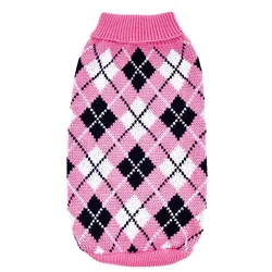 Dog Argyle Sweater Crochet Knitted for Doggie Puppy Cat Small ,Warm & Comfortable Dog Cold Weather Clothes