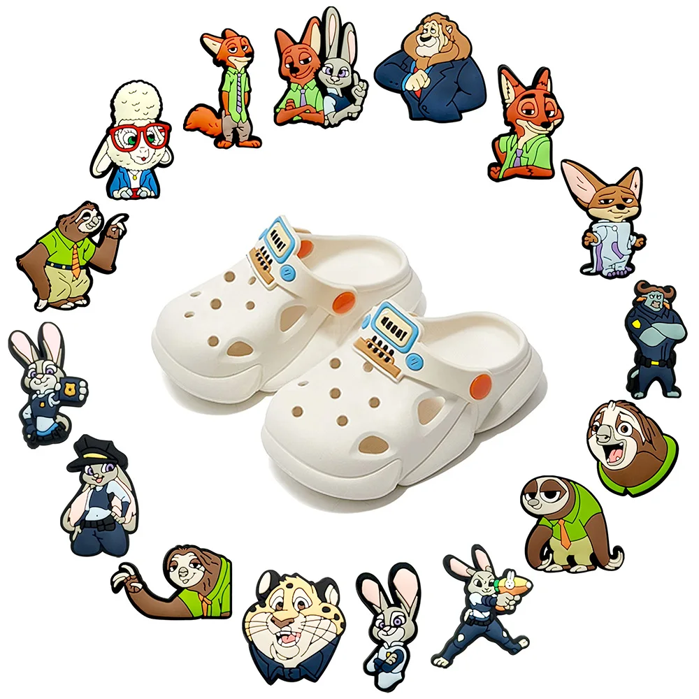 16pcs Animal cartoon Shoe Charms Accessories for Classic Clog Sandal Garden Shoe Decoration Buckle Kids Christmas Parties Gift