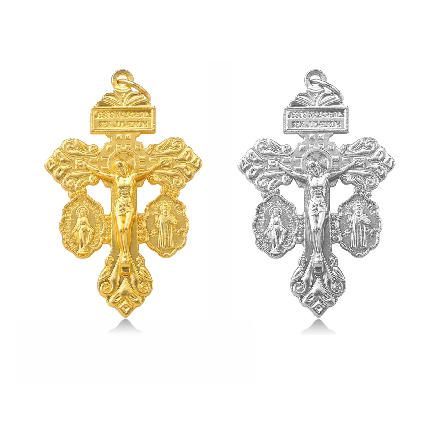 Vintage Saint Benedict Medal Crucifix Pendant - Zinc Alloy DIY Necklace Charm for Forgiveness, Religious Jewelry Findings