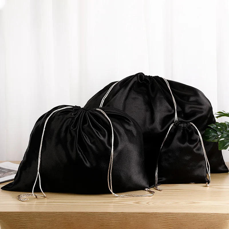 

Black high quality smooth storage bag dust bag bundle Drawstring bag environmental protection storage bag Jewelry Silk satin bag