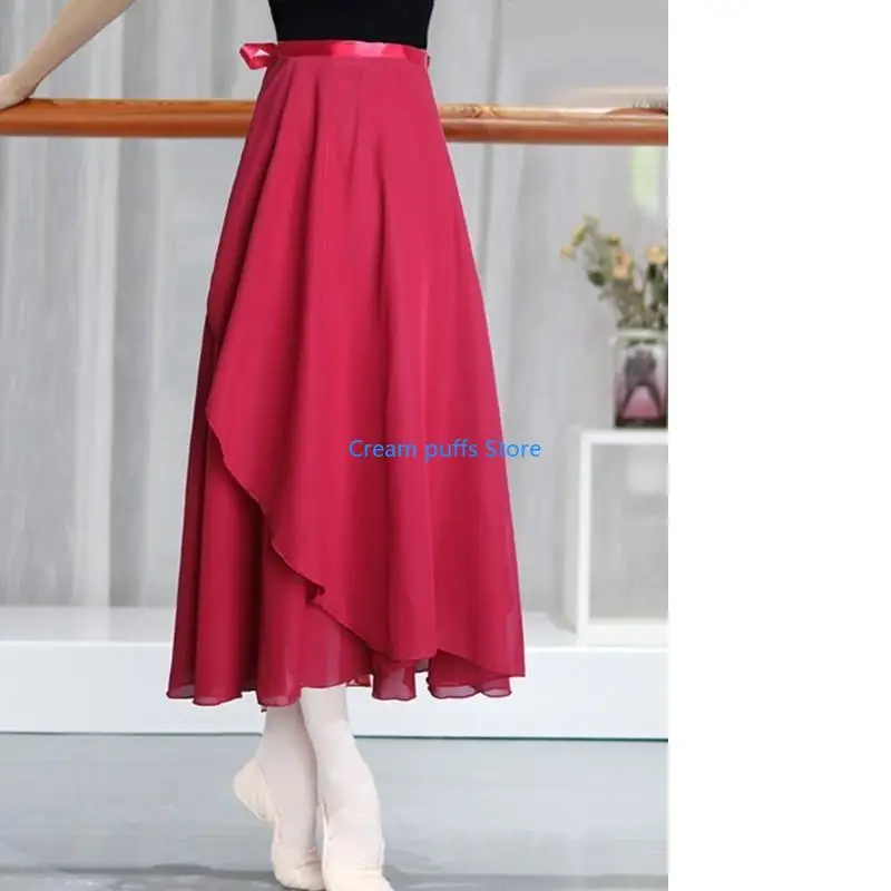 

50LE Multipurpose Dance Skirt for Women Tie Waist Swing Long Wrap Skirts Scarf for Ballet Practices and Performances