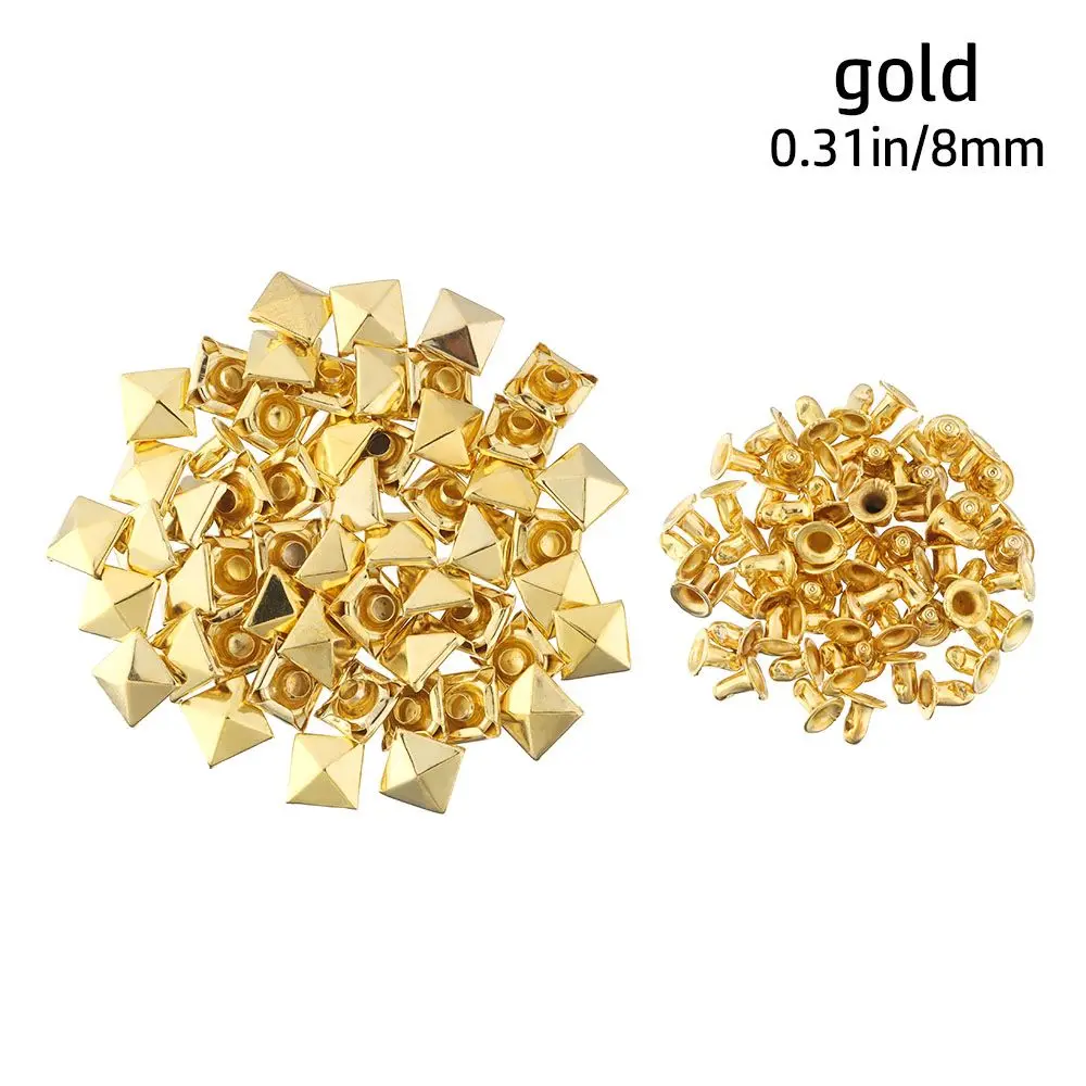 

50 комплектов, модная обувь в форме пирамиды, декор для сумки, квадратные заклепки, фиксирующие шпильки, тканевые пуговицы, металлические шипы