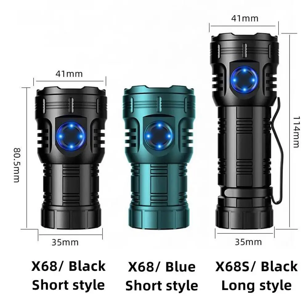 8000LM 8Led High Bright Flashlight Rechargeable Portable Torch Outdoor Pocket Hiking Magnet Emergency Work Car Repair X68 X68S