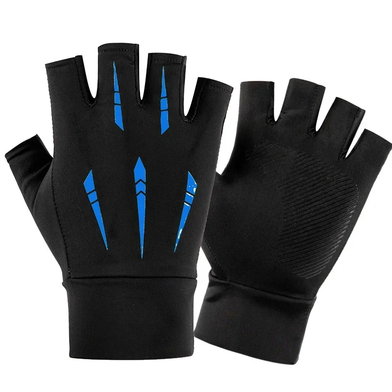 Summer Ice Silk Gloves Unisex Outdoor Sports Fishing Split Finger Printing Gloves Two Types Delivery Sunscreen Riding Gloves