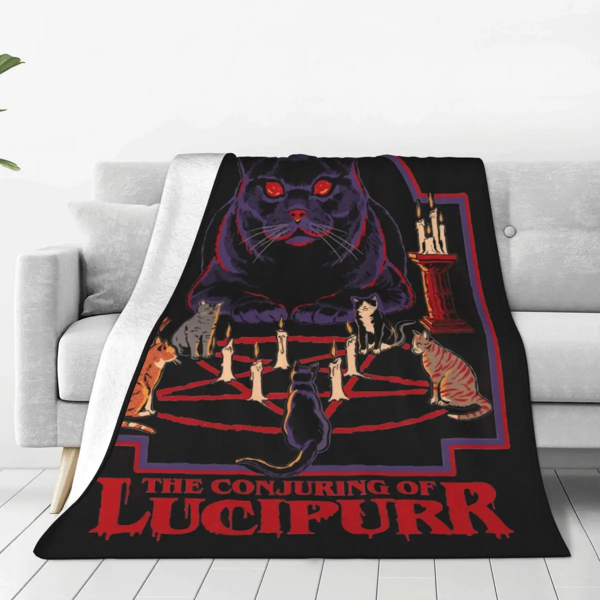 Cat Lucifer The Conjuring Of Lucipurr Blanket Mid Century Decor Occult Humor Parody Relax Ultra-Soft Throw Blankets for Bed