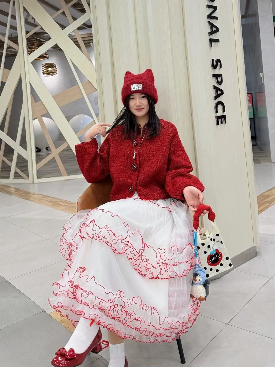 TIYIHAILEY New Mesh Women Autumn Spring Long Maxi Skirts High Quality Ball Gown Skirt Big Hem Printed Plaid Custom Made Skirts