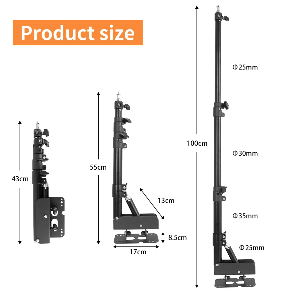 SH Heavy Wall Mount Boom Arm For Photography Studio Video Strobe Lights, Max Length 100CM, Horizontal and Vertical Rotatable image 5
