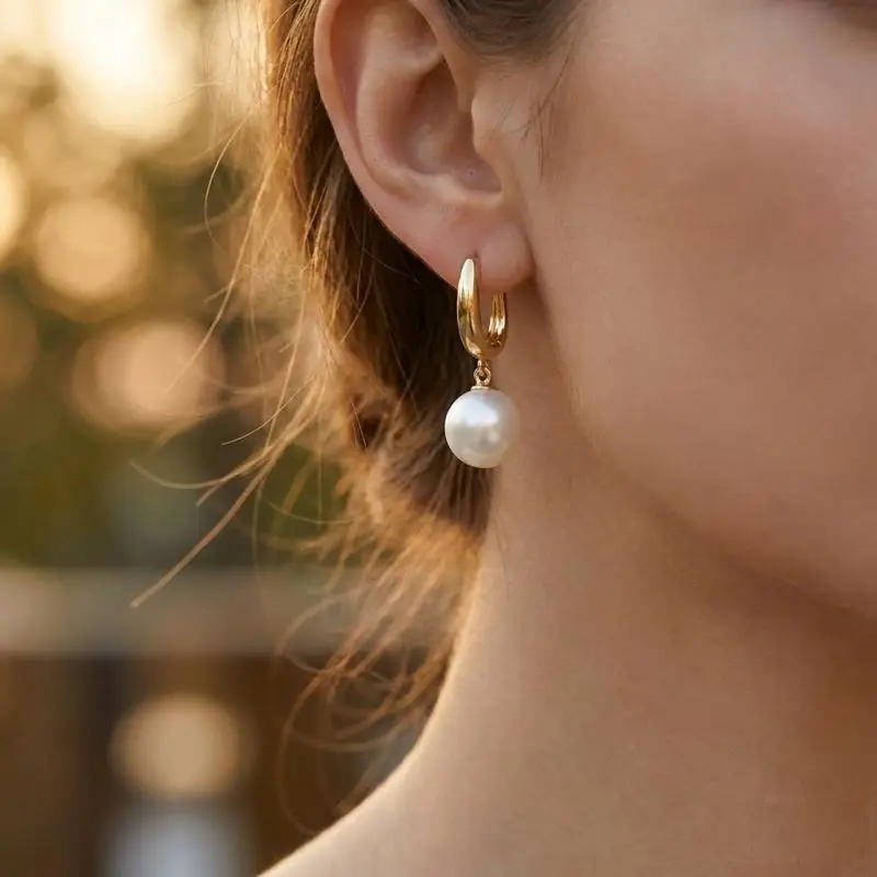 Senlissi – S925 Silber U-Loop-Tropfenohrringe, hochwertige runde japanische Perlenohrringe, elegantes Accessoire für Frauen, Bankett, Dating – Detail 7