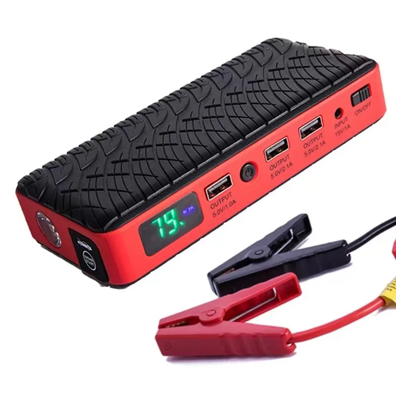 Three Charging Output 10400mAh Battery Power Bank for Phone Pad Small Fan 12V Emergency Booster Car Jump Starter with Led Light