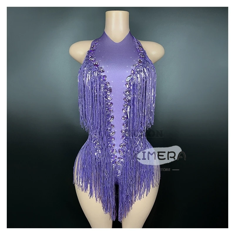 Latin Dresses For Women Latin Dance Skirt Tango Salsa Gogo Dance Costume Sexy Sparkling Diamonds Fringe Jumpsuit Tassel Dress