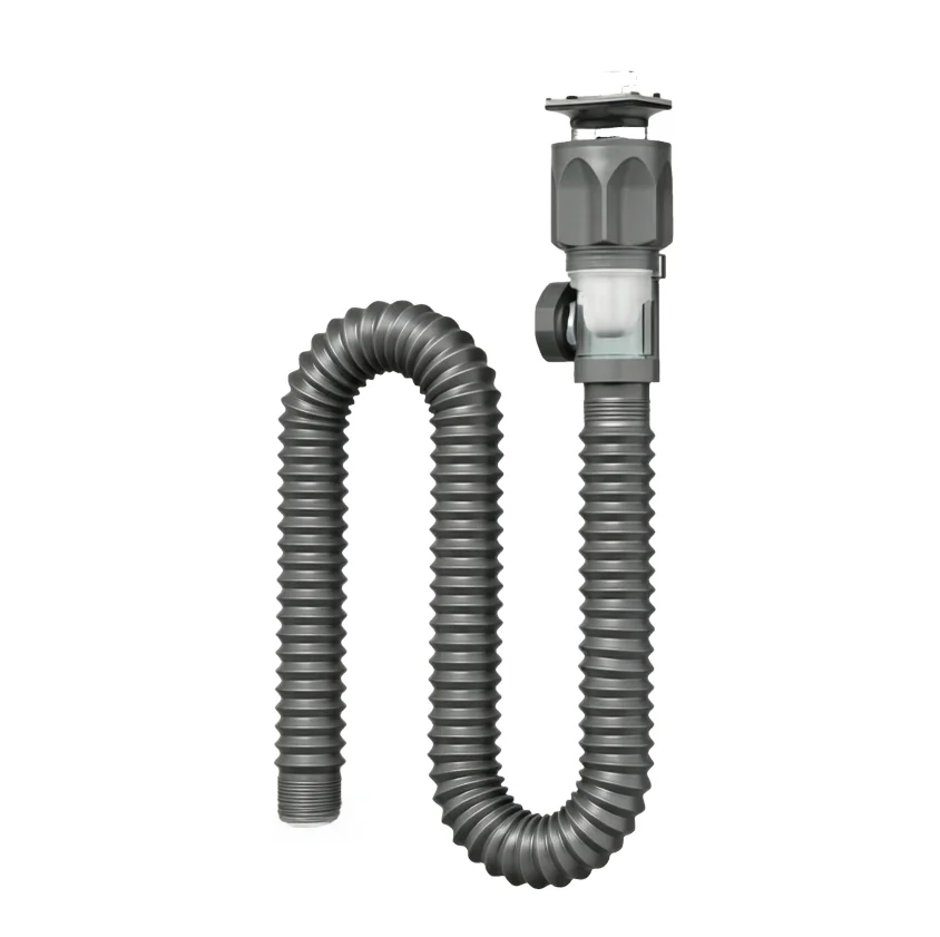 Adjustable Sink Drain Pipe for Basin 1m Grey PVC and Metal Space Saving Flexible Hose for Bathroom Kitchen Installation