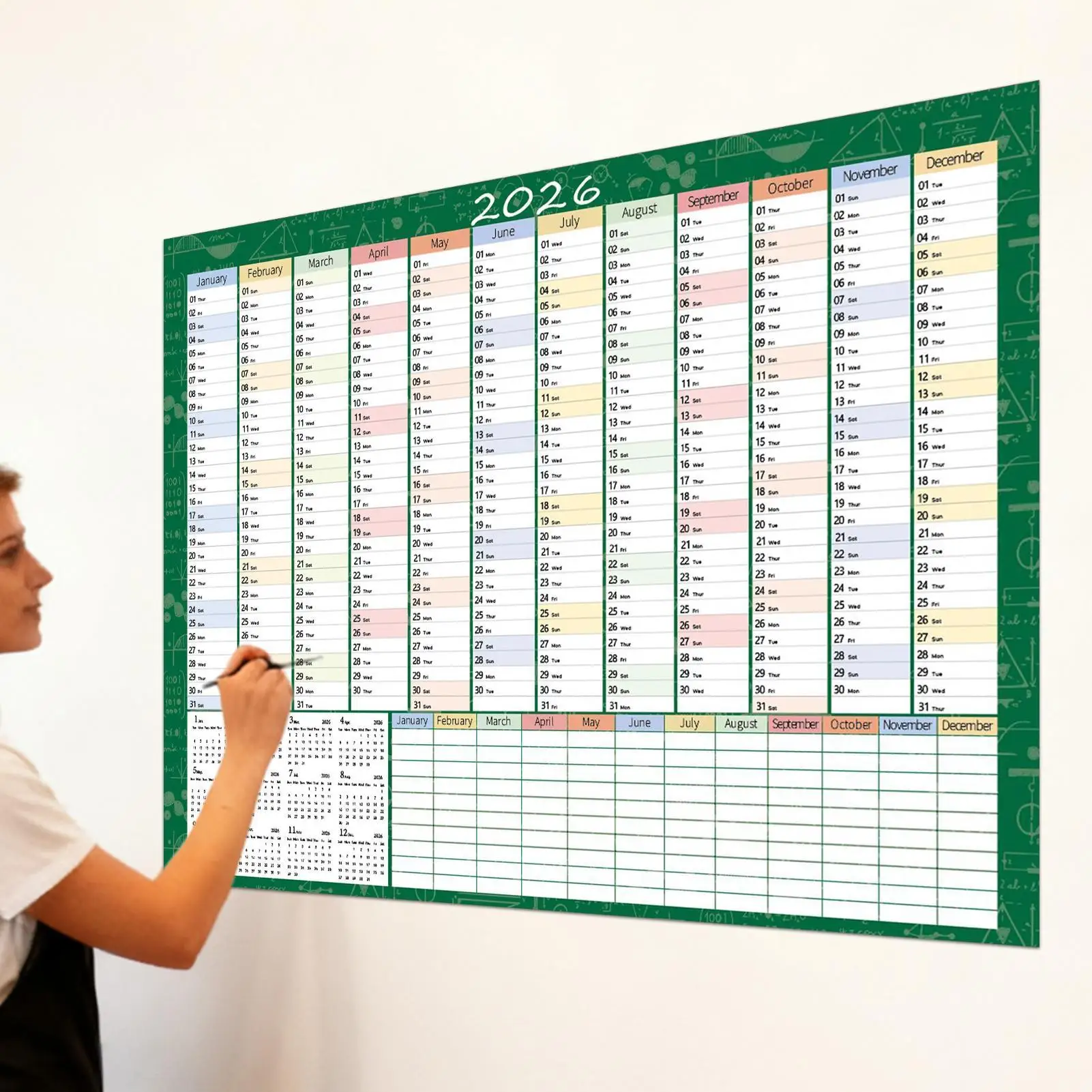 

2026 Planner Table Wall Calendar 29 X 20 Inch Large Notebook With Tip Labels And Sticker Wall Decor Planner For Office Home