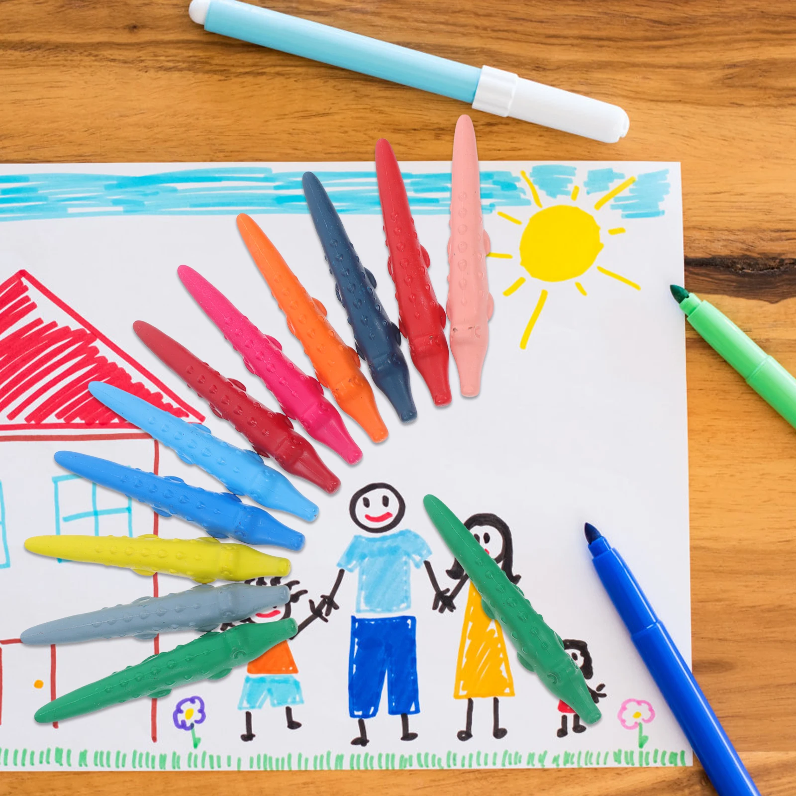 

12 Pcs Washable Crayons Safe Durable Kids Supplies Toddler Toddler Painting Crayons Painting Tools Classroom Wax