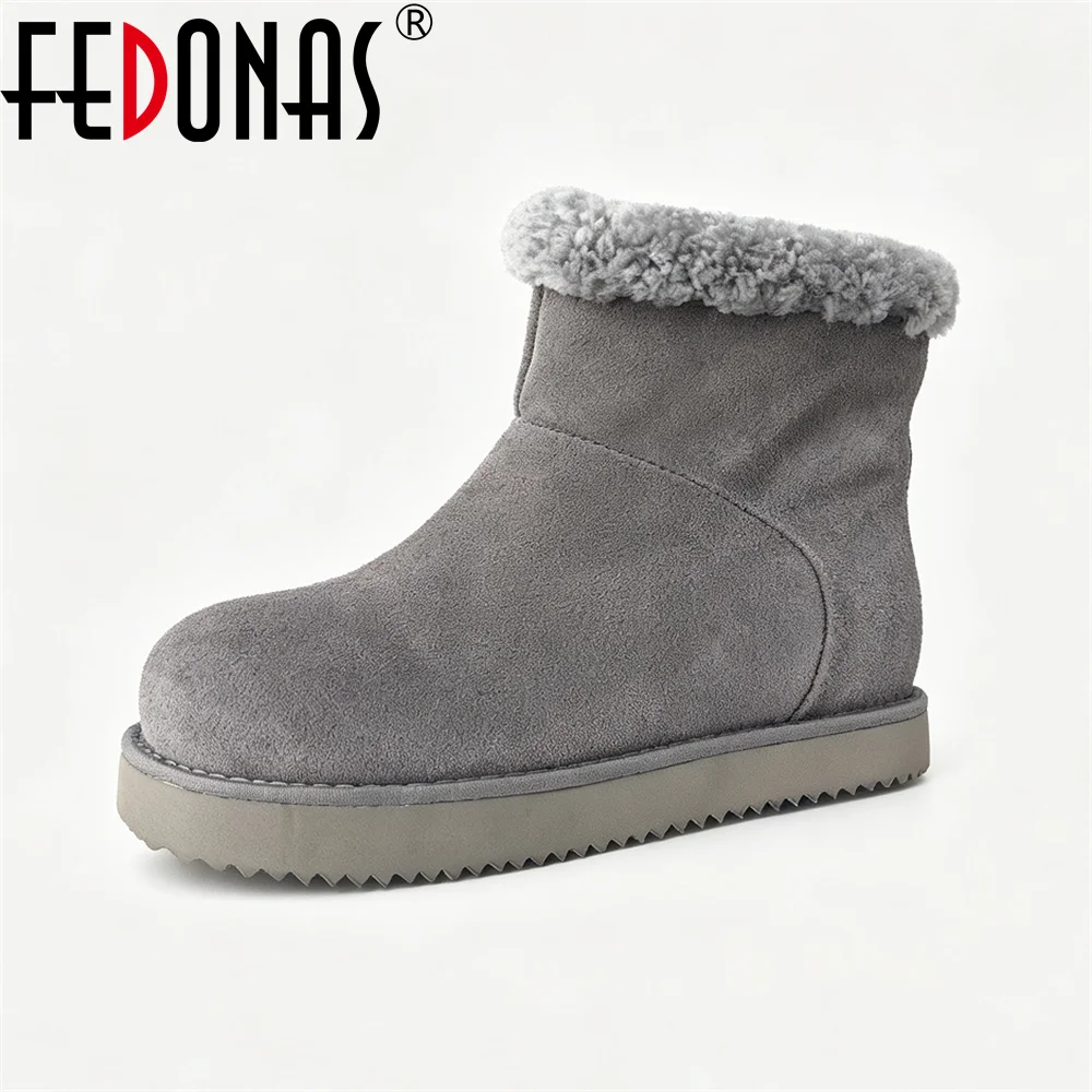 Women's Suede Snow Boots | Wool Fur Lined Ankle Boots