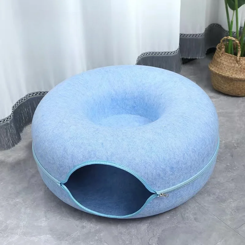 Wholesale 50cm 60cm Felt Cat House Cat Playing Tunnel Wear-proof Cat Toy Cave Doughnut Shape