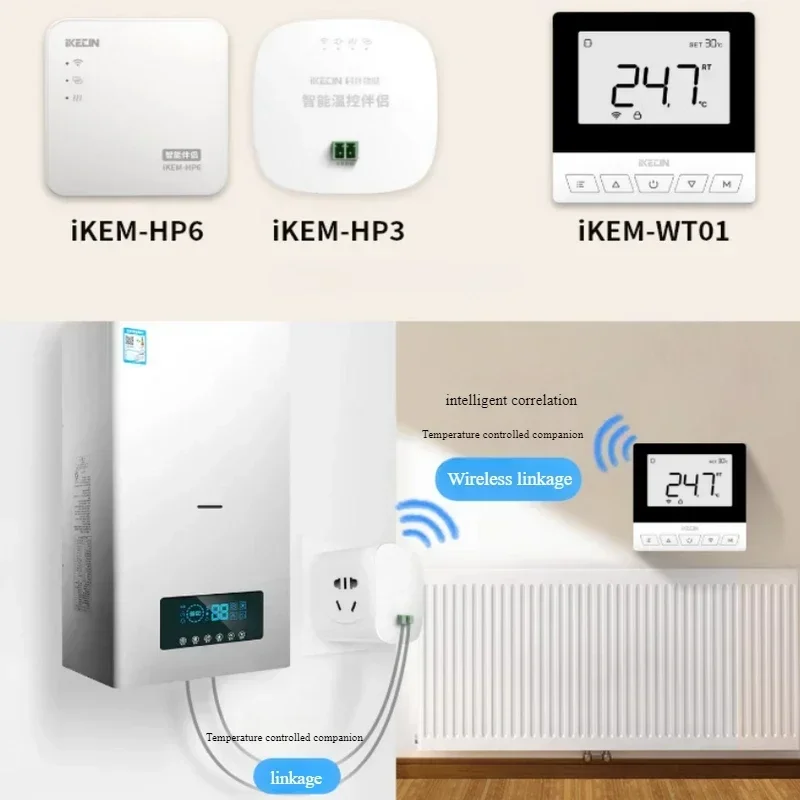 Termostato ambiente wi-fi, sistema de aquecimento por piso radiante, termorregulador, caldeira a gás de água, aquecimento de temperatura de piso com alexa, google home