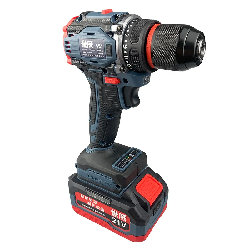20V Brushless Lithium Cordless Drill Impact Power Tool for Metal Wood Concrete Drilling Portable Rechargeable OEM