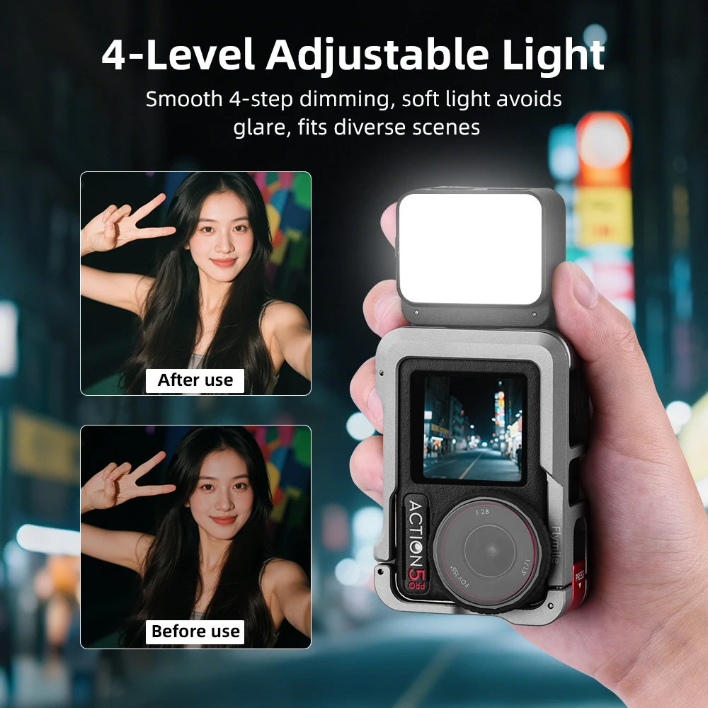 For ACTION 5 Strong Magnetic Quick Release Fill Light for POCKET 3 300mah battery