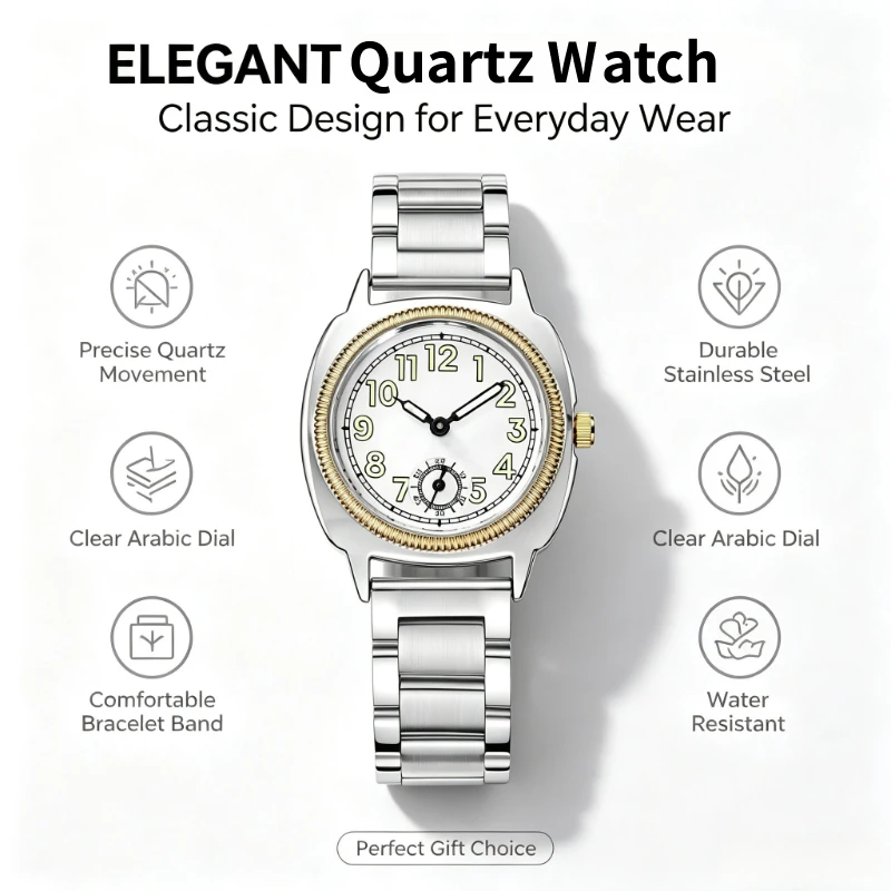 Women's Watch, A Stylish and Refined, Niche and Simple-Style Women's Watch With Stainless Steel Strap, Quartz Movement, A Unique