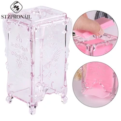 Nail Cotton Sheet Storage Box Big Butterfly Design Transparent Pink For Nail Salon Supplies 7.5*6.5*15cm Professional Tool SLG55