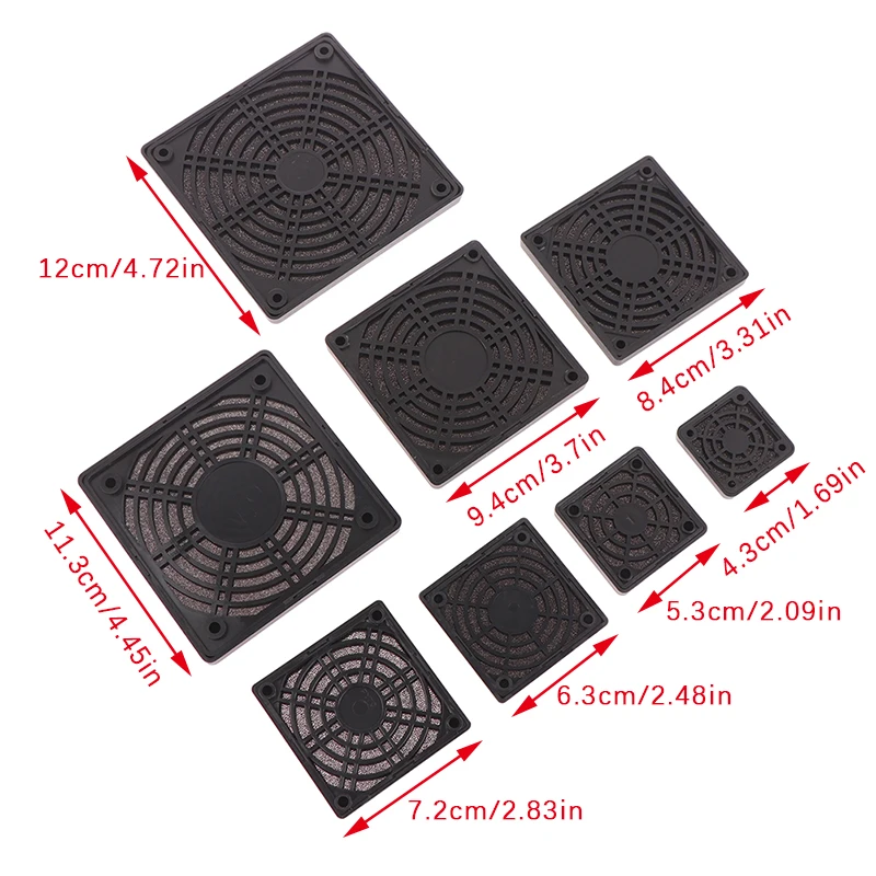 1Pc 3 In 1 Dust proof Mesh Case Cooler Fan Dust Cover Plastic Dust-Proof Net Computer Case Fan Grille For AC/DC Fan