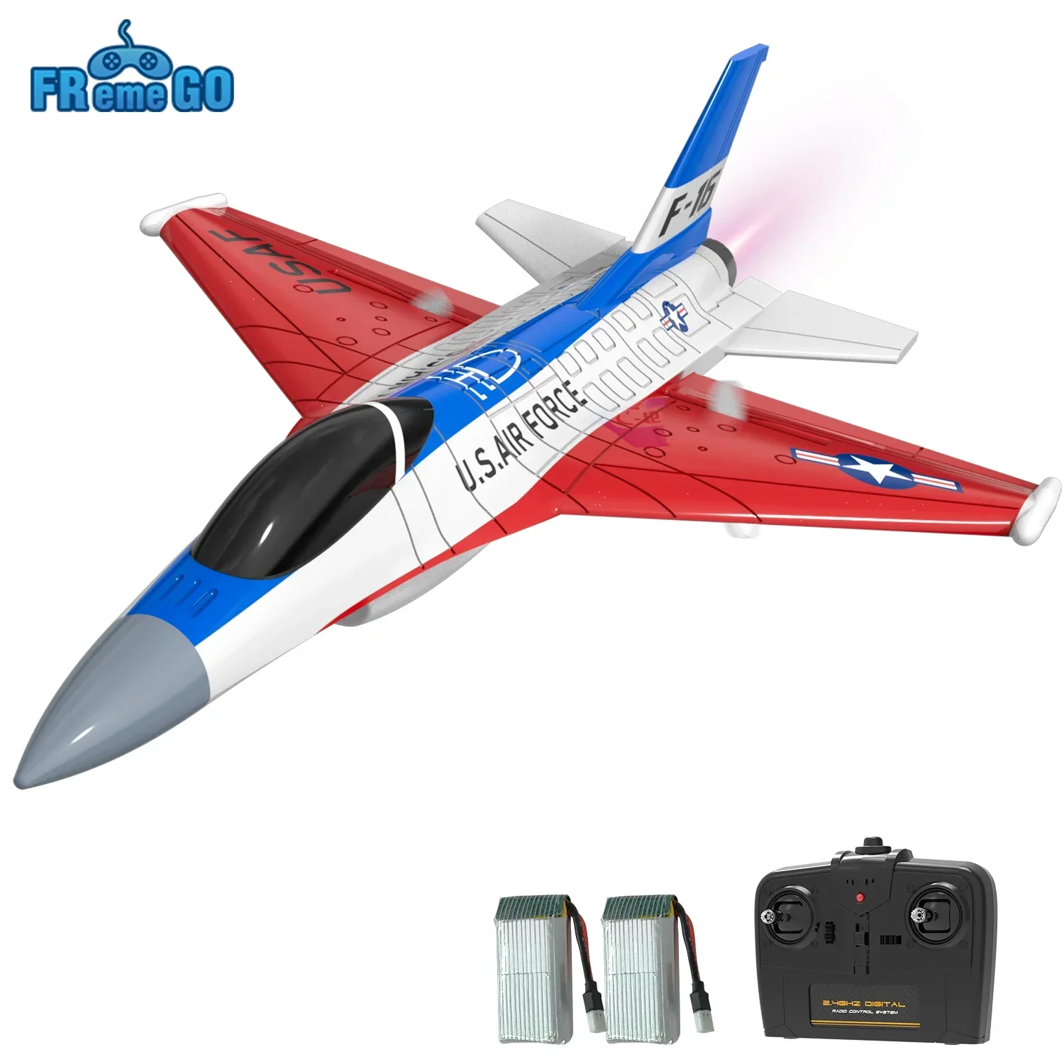 Falcon F16 RC Fighter Plane com luzes frias, asa fixa, brinquedos de espuma, presentes para meninos, 2.4G, 2CH