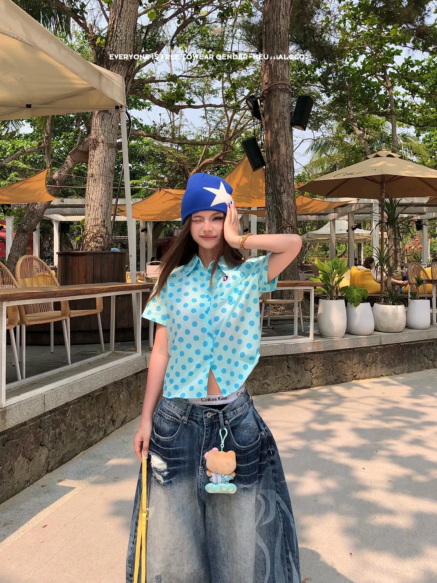 

Slim Fit Polka Dot Print Short Sleeve Shirt Women's Summer Fashion Casual Shirt Turn down Collar Button Detail Cotton Blend