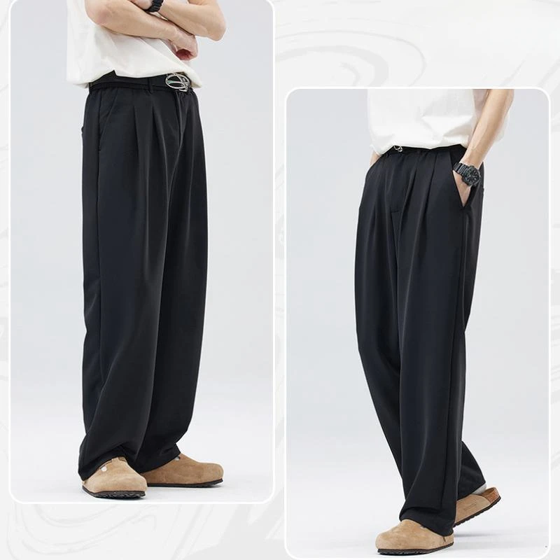 Draped Casual Suit Trousers Men's Premium Sense Loose Wide Leg Straight Leg Trousers