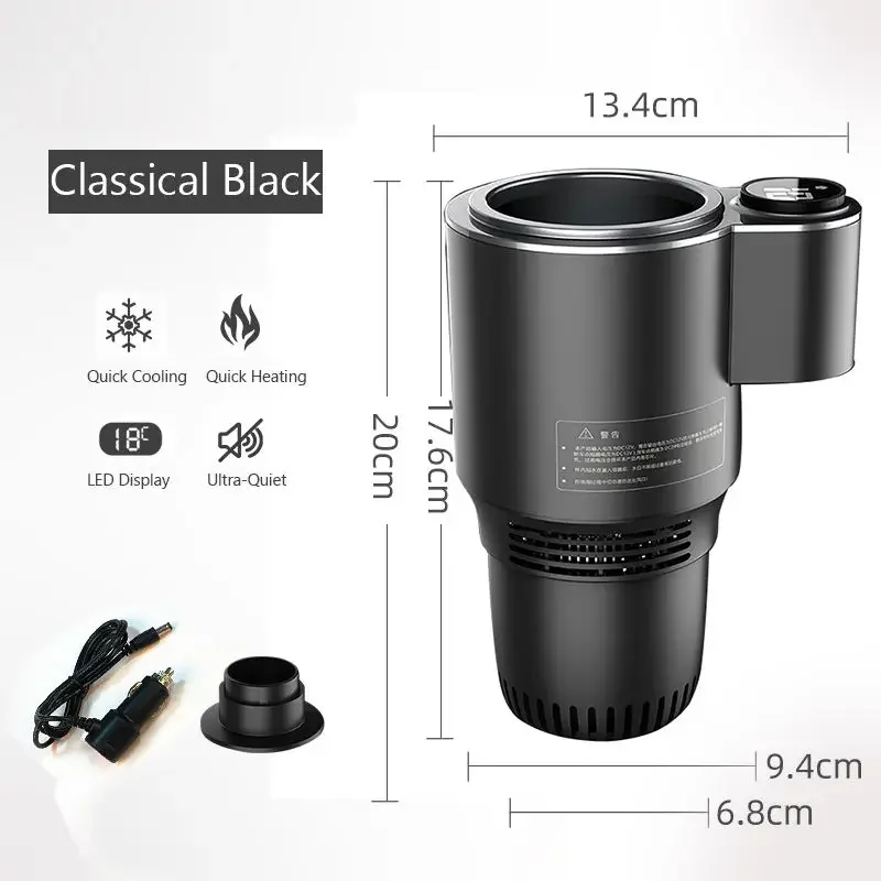 Car 12V Heating Cooling Cup Intelligent Beverage Holder Temperature Display Cup Smart 2-In-1 Cup With Temperature Display