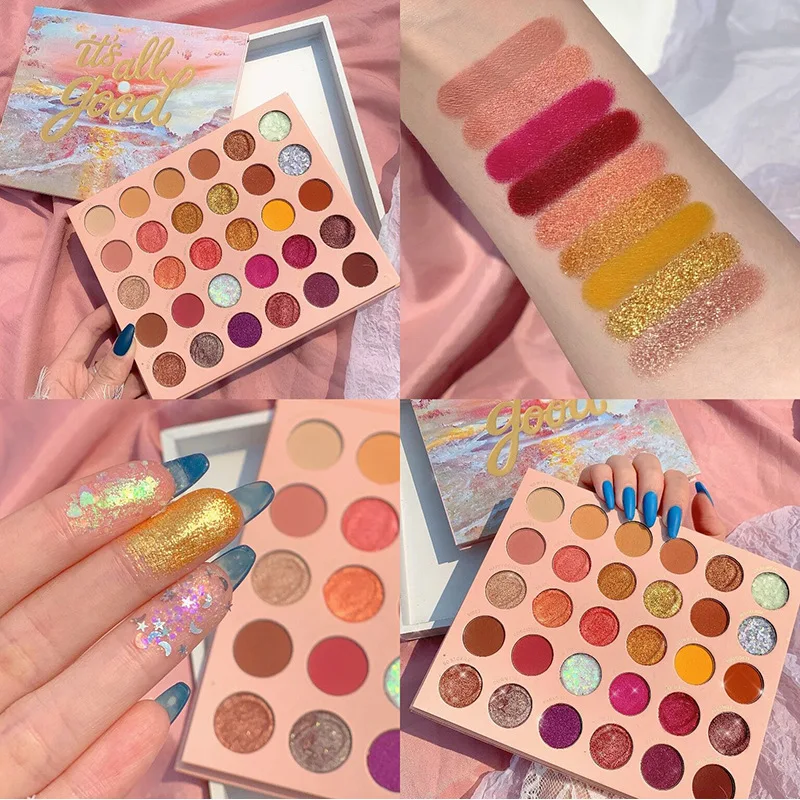 Paleta de sombras com logotipo personalizado, marca própria, brilho fosco, maquiagem para os olhos, logotipo personalizado, baixo moq