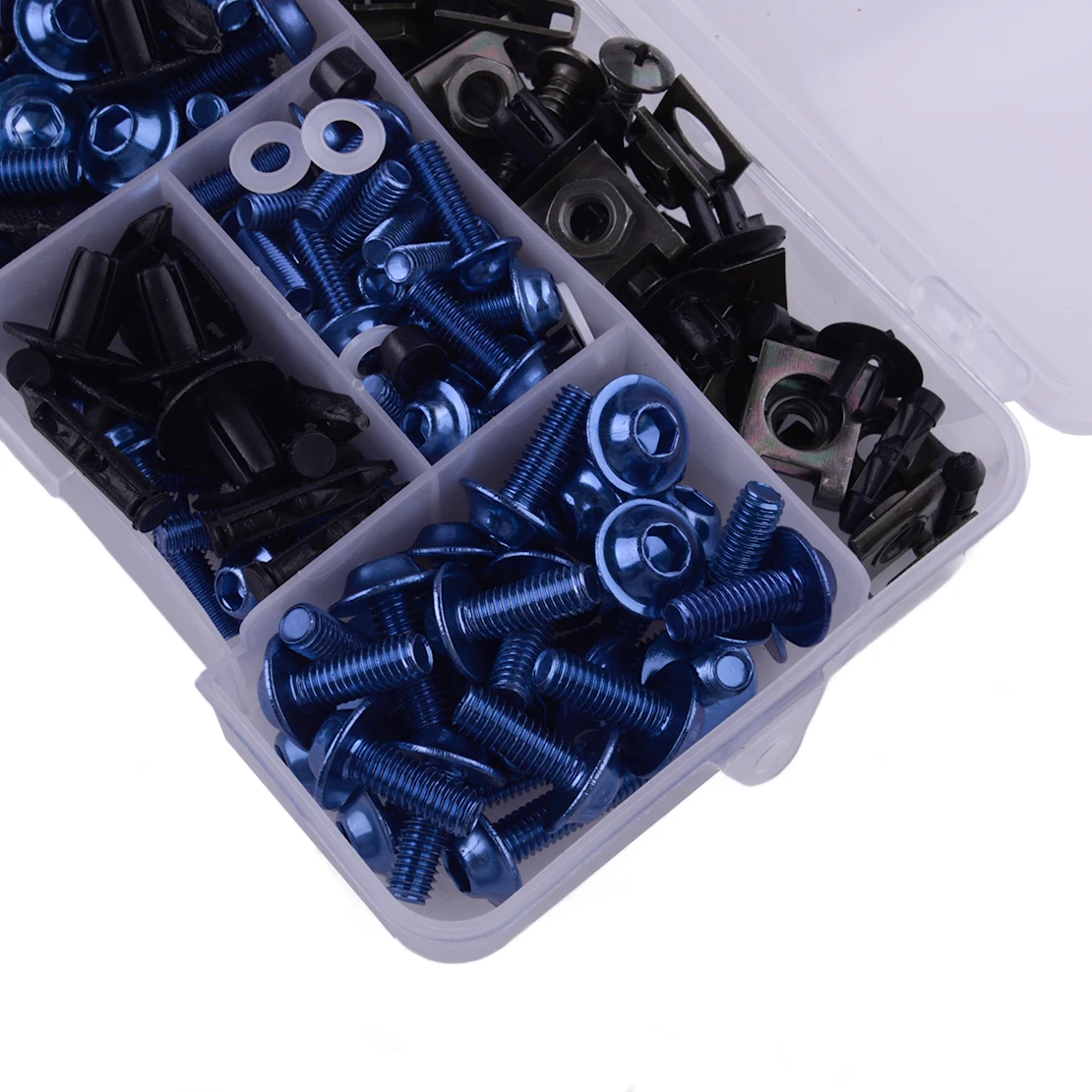 Blue & Black Motorcycle Motorbike Complete Fairing Bodywork Bolt Screw U Nut Clip Kit Fit for Suzuki GSXR 600 750 1000 K1-K8