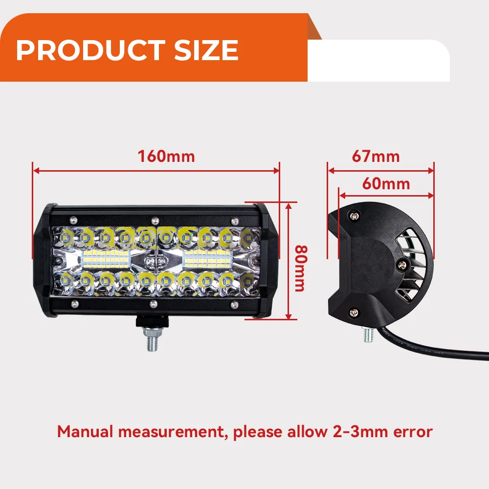 12V 24V Reflektor Ciężarówka Ciągnik rolniczy Łódź SUV ATV Listwa świetlna / światło robocze Samochodowa listwa świetlna LED Offroad 4x4 Reflektory