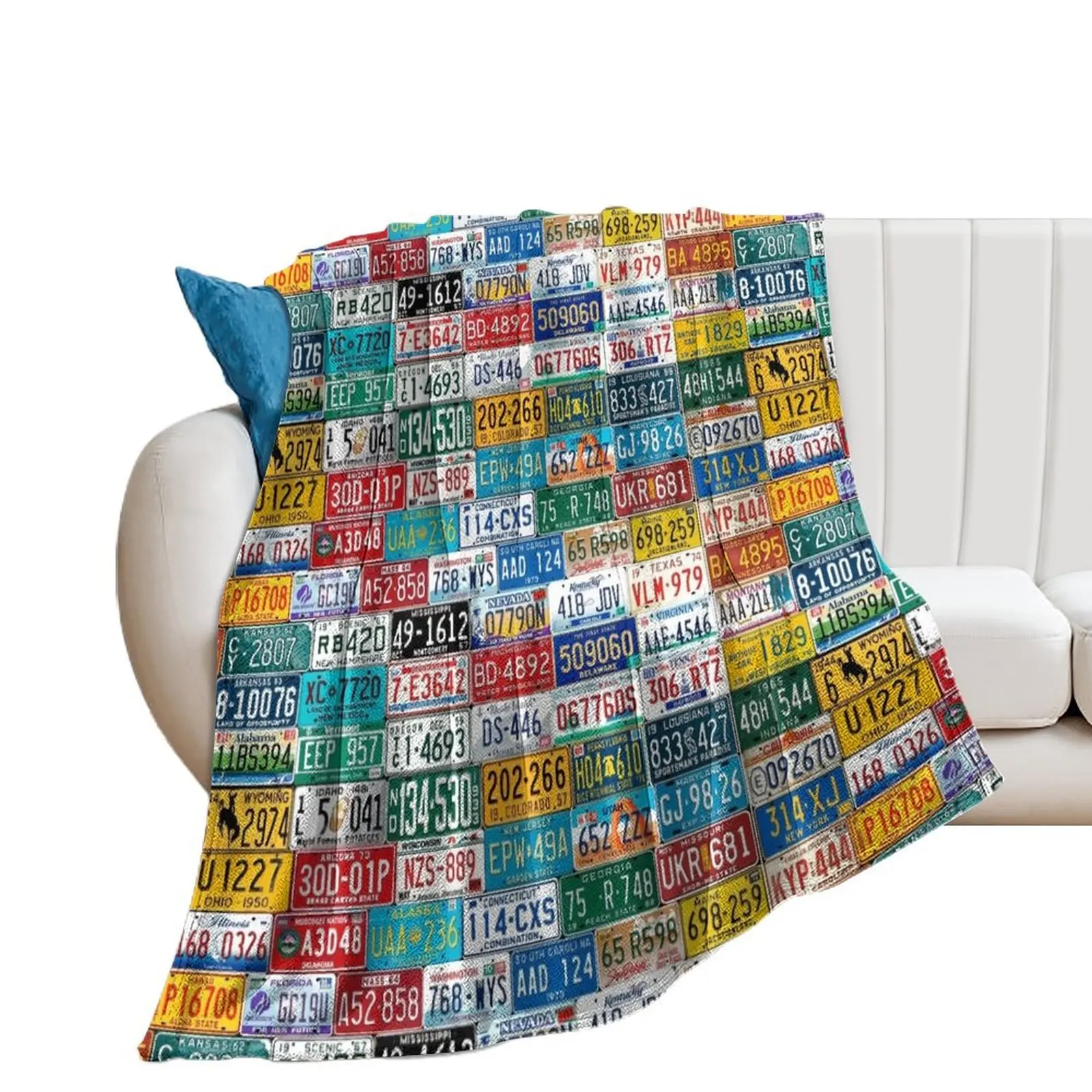 

All States Plates Throw Blanket Stuffeds Furry Blankets