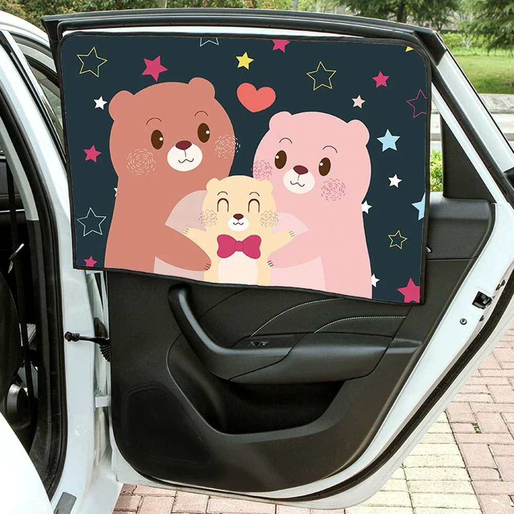 Universal Car Sun Shade Cover Magnetic UV Protection Curtain Side Window Sunshade Cover For Baby Kids Cute Cartoon Car Styling view 3