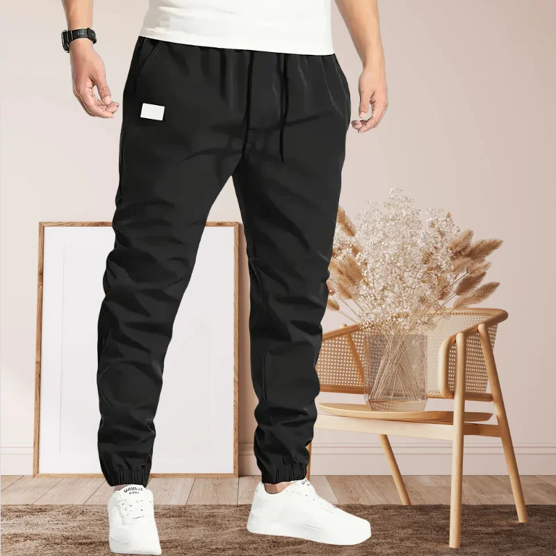 

2025 NEW Spring Autumn Slim Men Pants sports casual Joggers trousers Mens Solid Color Fashion pants thin Woven Daily Sweatpants