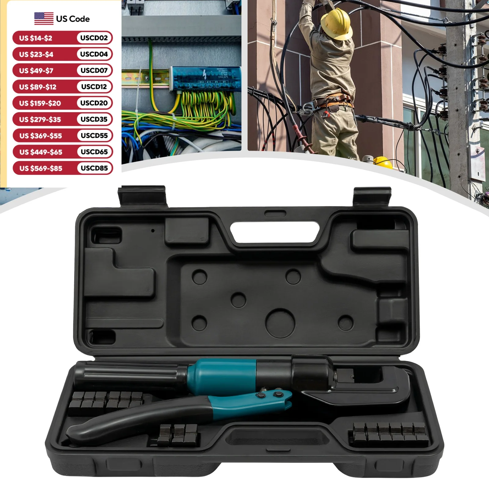 8 Ton Professional Hydraulic Hand Crimper Tool Wire Rope Swaging Kit Cable Railing Set With Storage Case