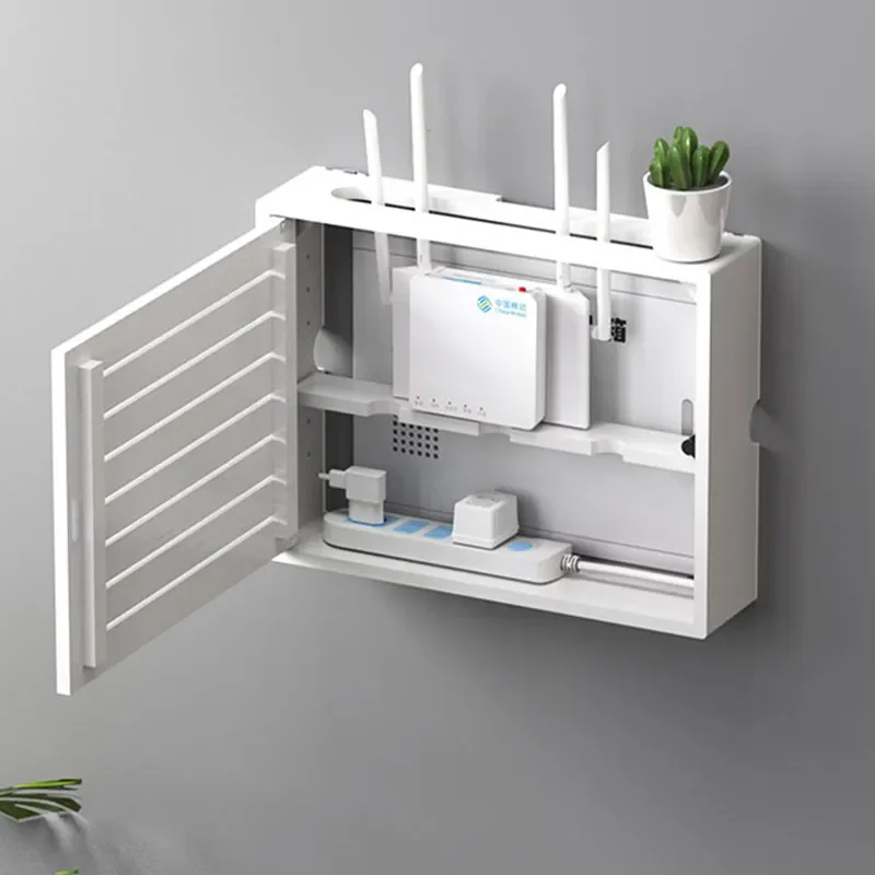 Solid Wood Wall Mounted Router Concealer Box Living Room WiFi and Multimedia Storage with Hidden Design Home Decor Solution